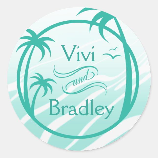 Logo für Strandschwimmbäder | Aqua Runder Aufkleber (Vorderseite)