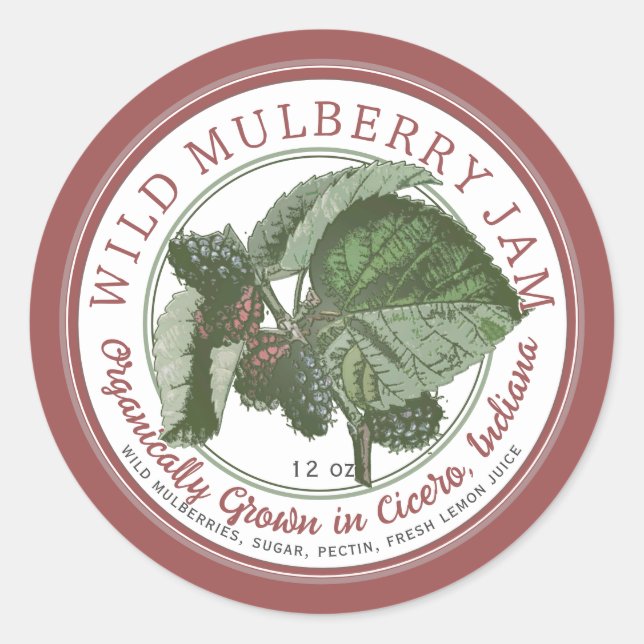 Logo für Stylisierte Mulberry-Marmelade-Staat Runder Aufkleber (Vorderseite)