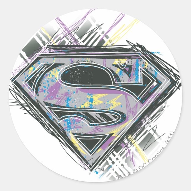Logo für Supergirl-Scribbles Runder Aufkleber (Vorderseite)