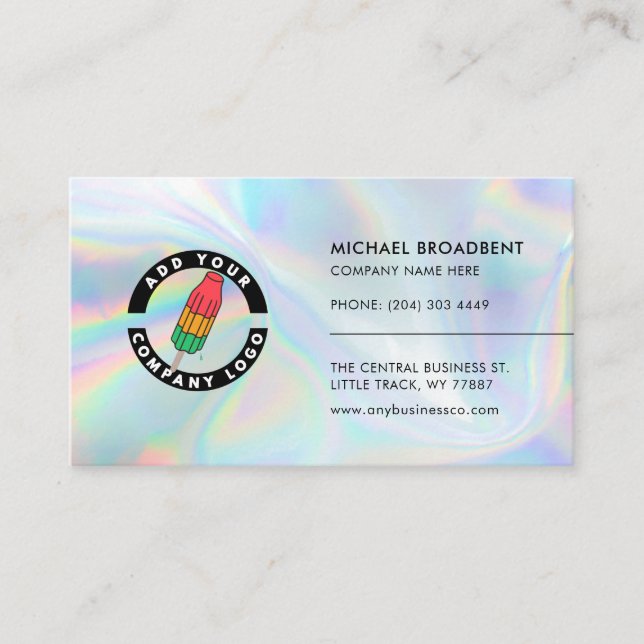 Logo für Unternehmen hinzufügen Holografisch Beruf Visitenkarte (Vorderseite)