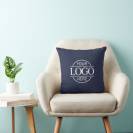 Logo für Unternehmen mit blauer Markenbezeichnung Kissen