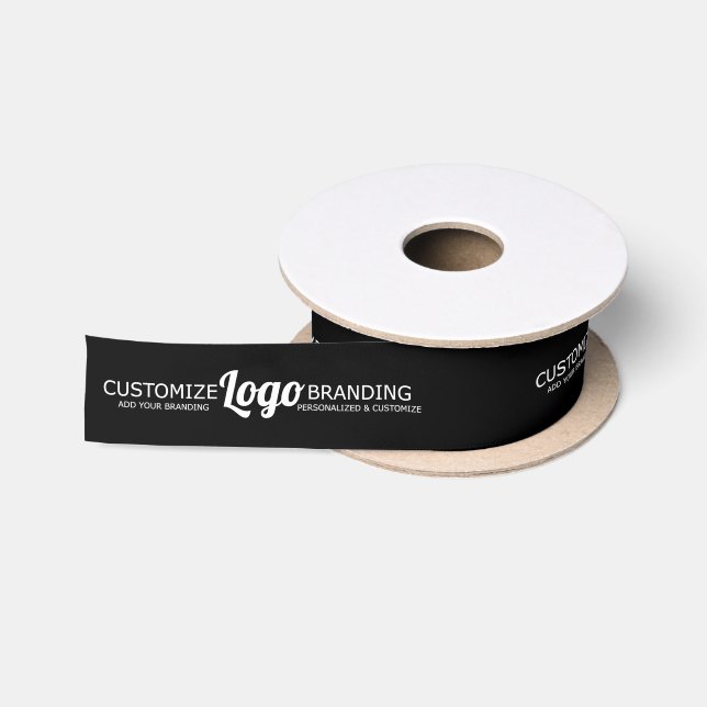 Logo für Unternehmen mit eigener Marke Schwarz Satinband (Spule)