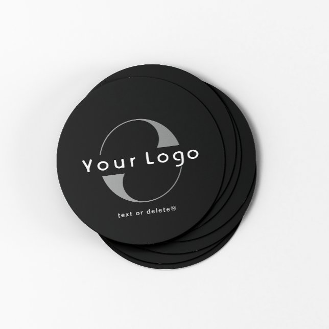 Logo für Unternehmen mit schwarzem und weißem Text Runder Pappuntersetzer (Von Creator hochgeladen)