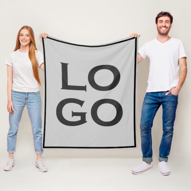 Logo für Unternehmen oder Unternehmen auf Grau Fleecedecke (Beispiel)