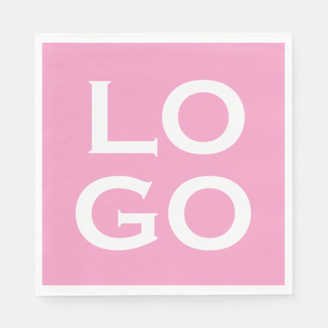 Logo für Unternehmen oder Unternehmen in rosa Serviette (Vorderseite)
