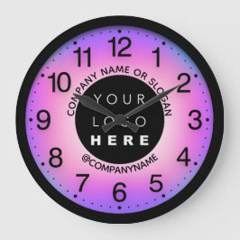 Logo für Unternehmen Rosa Weißer Name Slogan Große Wanduhr