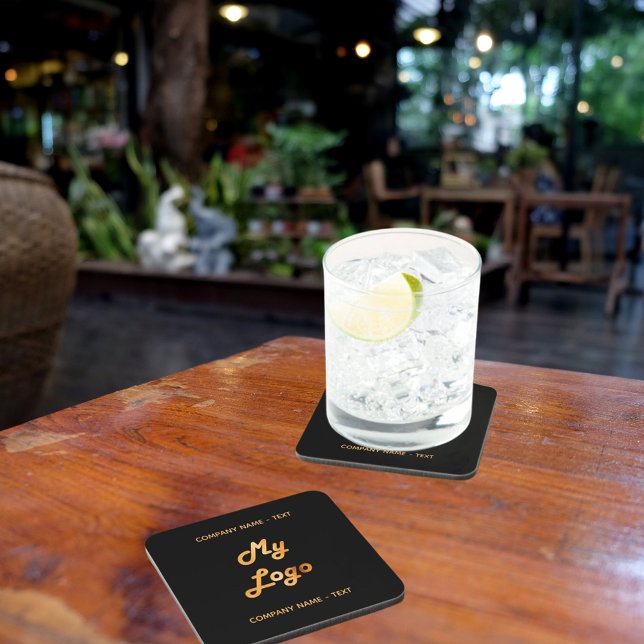 Logo für Unternehmen Slogan Gold schwarzes Gold Getränkeuntersetzer (Von Creator hochgeladen)