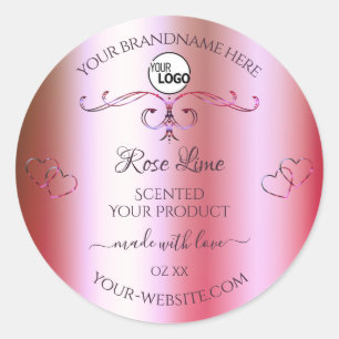 Logo für Verzierte Produktmarken in Rosa und Grün Runder Aufkleber
