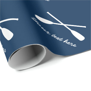 Logo für Wasserschiff mit blauem und weißem Matt Geschenkpapier