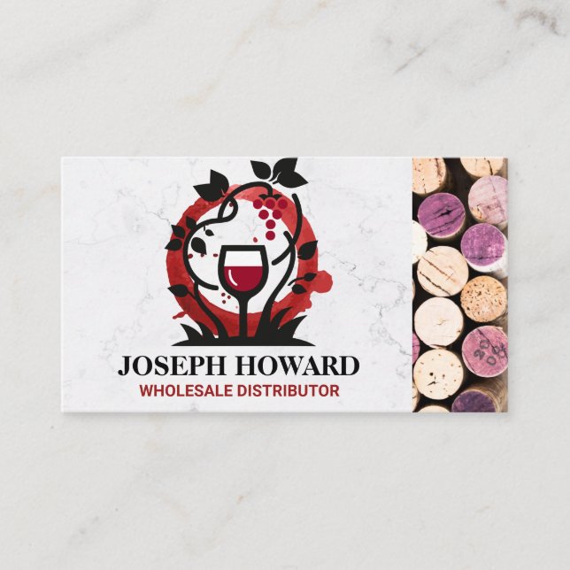 Logo für Weinglas | Corks Business Card Visitenkarte (Vorderseite)
