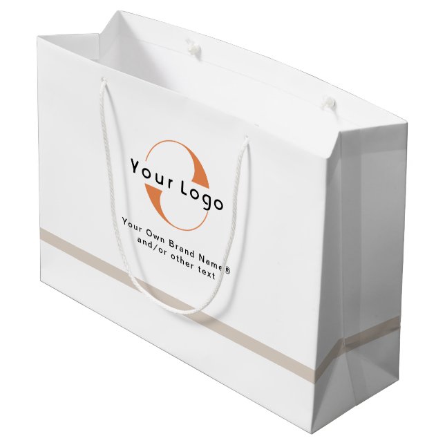 Logo für White & Tan, Black Text Company Business  Große Geschenktüte (Rückseite Schrägansicht)