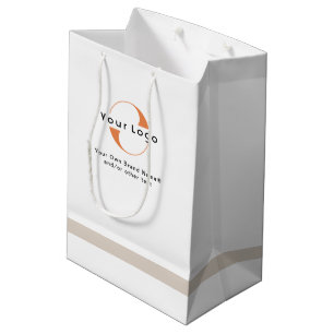 Logo für White & Tan, Black Text Company Business  Mittlere Geschenktüte
