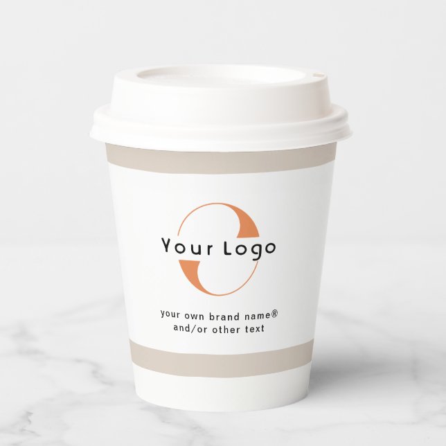 Logo für White & Tan, Black Text Company Business  Pappbecher (Vorderseite)