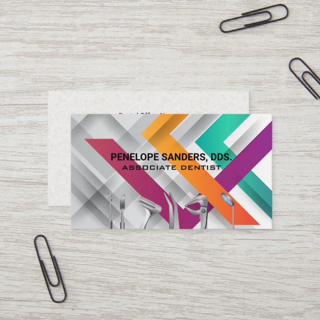 Logo für Zahnwerkzeuge | Zeilenmuster Visitenkarte (Vorderseite/Rückseite Beispiel)