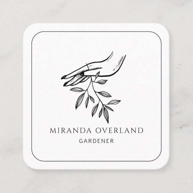 Logo "Gardenhand and Leaf" Quadratische Visitenkarte (Vorderseite)