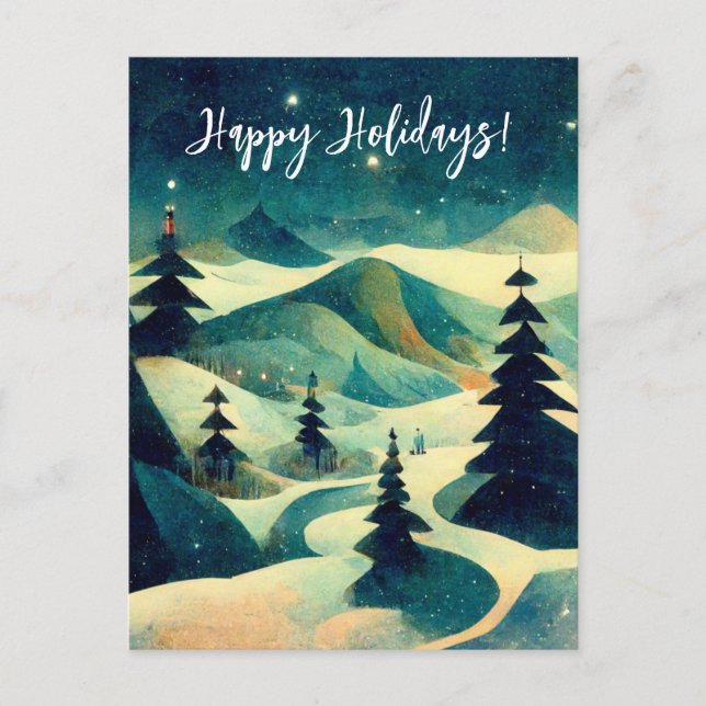 Logo-Geschäft Retro Weihnachtsmalerei Postkarte (Vorderseite)