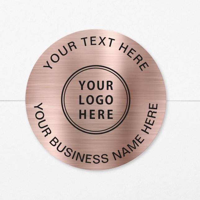 Logo Geschäft Rose Gold Runder Aufkleber (Von Creator hochgeladen)