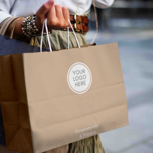 Logo-Geschäft Stilvoll Beige Corporate Große Geschenktüte (Logo Business Stylish Beige Corporate Large Gift Bag)