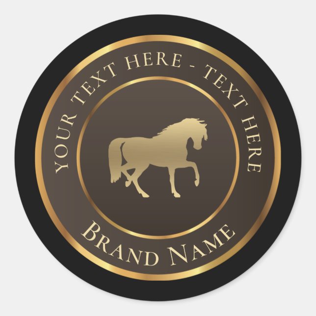 Logo Gold Horse Classic Round Sticker (Devant)