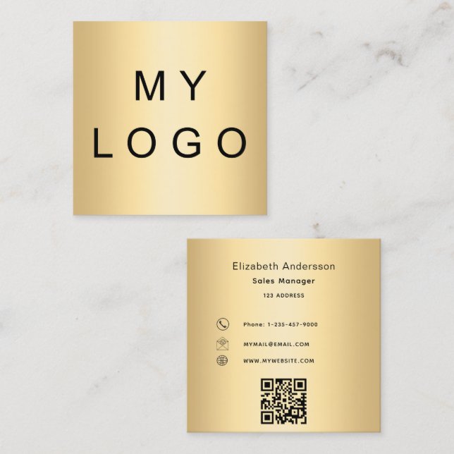 Logo Gold qcode modern beruflich Quadratische Visitenkarte (Vorne/Hinten)