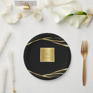 Logo Gold und Schwarz hinzufügen Unternehmensveran Pappteller