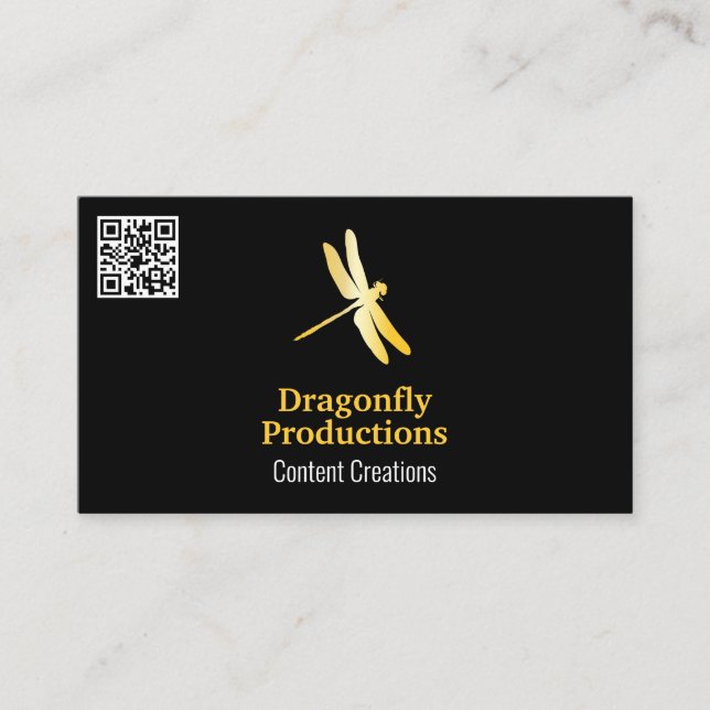 Logo Golden Dragonfly | Carte de visite de code QR (Devant)