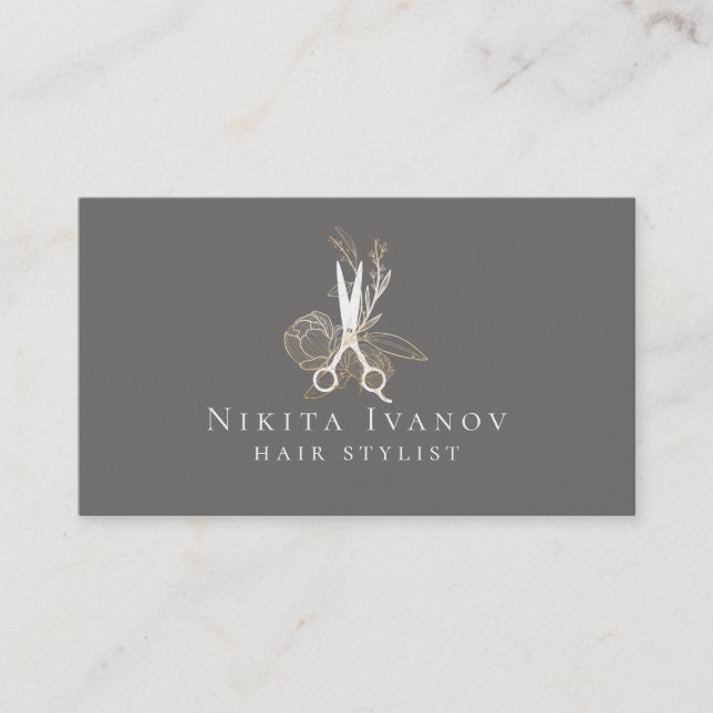 Logo "Golden Floral Salon Scissors" Visitenkarte (Vorderseite)