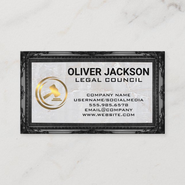 Logo "Golden Gavel Law" | Klassischer Rahmen | Ste Visitenkarte (Vorderseite)