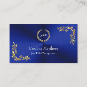 Logo-Goldfolie Blumenecke Blau Visitenkarte