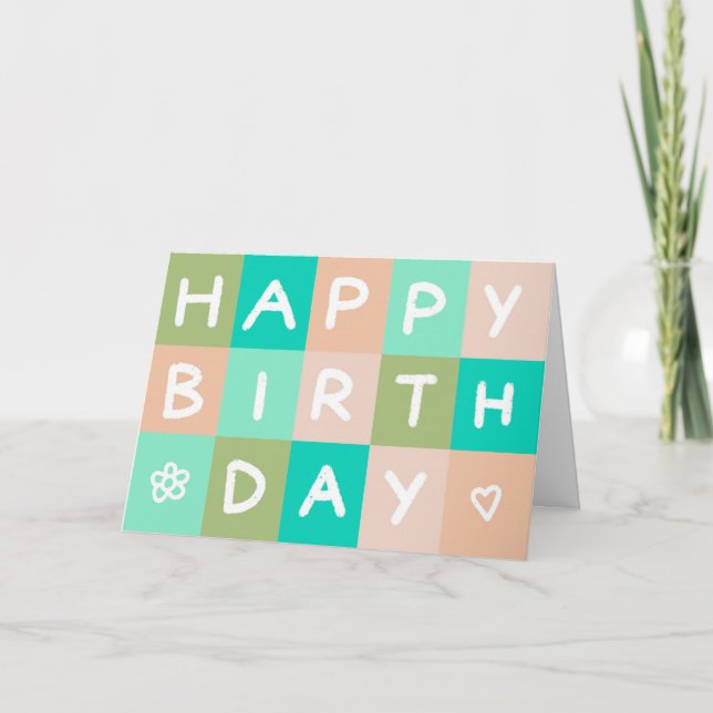 Logo Grün Blush Einfaches Business Happy Geburtsta Karte (Vorderseite)