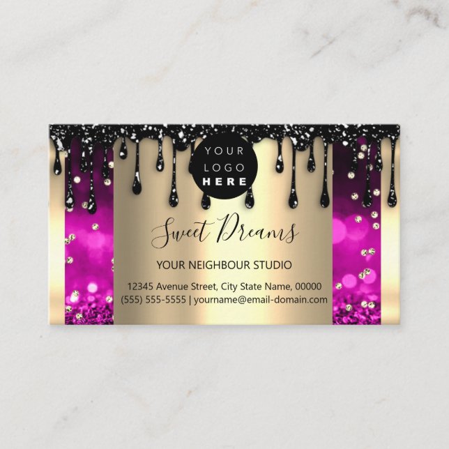 Logo Haare Makeup Nails Tropfen WELLNESS-CENTER QR Visitenkarte (Vorderseite)