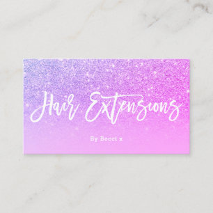 Logo-Haartypografie lila rosa Glitzer Visitenkarte