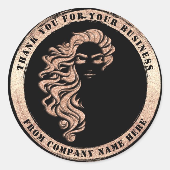 Logo-Haarverlängerung Rose Gold Runder Aufkleber (Vorderseite)