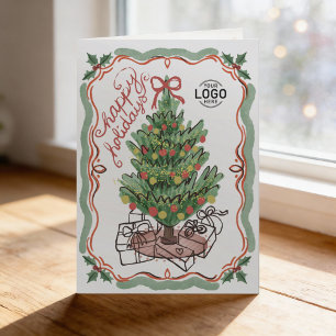 Logo handgezeichneter charmiger Weihnachtsbaum Ges Feiertagskarte