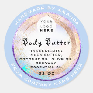 Logo Handmade Body Balm Butter Kosmetikblau Runder Aufkleber