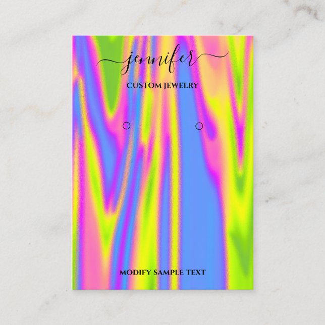 Logo Handmade Jewelcard Holographic Modern Visitenkarte (Vorderseite)