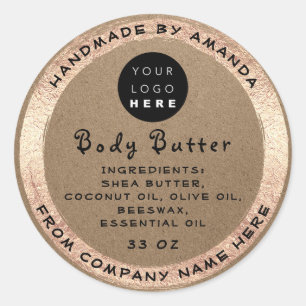 Logo Handmade Name Body Butter Kosmetikpapier Kraf Runder Aufkleber