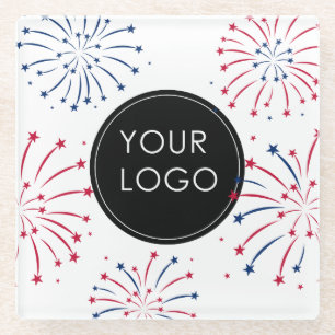 Logo hinzufügen 4. Juli Unternehmen Fireworks Glasuntersetzer
