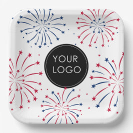 Logo hinzufügen 4. Juli Unternehmen Fireworks Pappteller