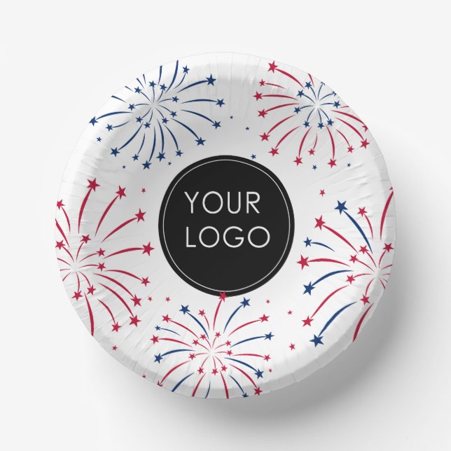 Logo hinzufügen 4. Juli Unternehmen Fireworks Pappteller (Vorderseite)