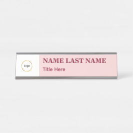 Logo Hinzufügen Einfach Roséfarben Name Titel Schreibtischnamensplakette
