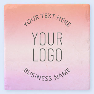 Logo hinzufügen Farbenfrohe Sonnenuntergangsfarb Steinuntersetzer