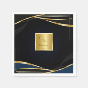 Logo hinzufügen Gold und schwarze Firmenveranstal Serviette