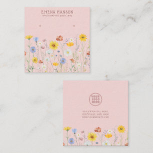 Logo hinzufügen, Ohrringe Wildblume Rosa Anzeige a Quadratische Visitenkarte