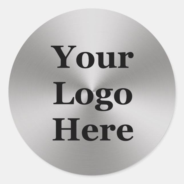 Logo hinzufügen | Silver Brushed Metal Look | Radi Runder Aufkleber (Vorderseite)