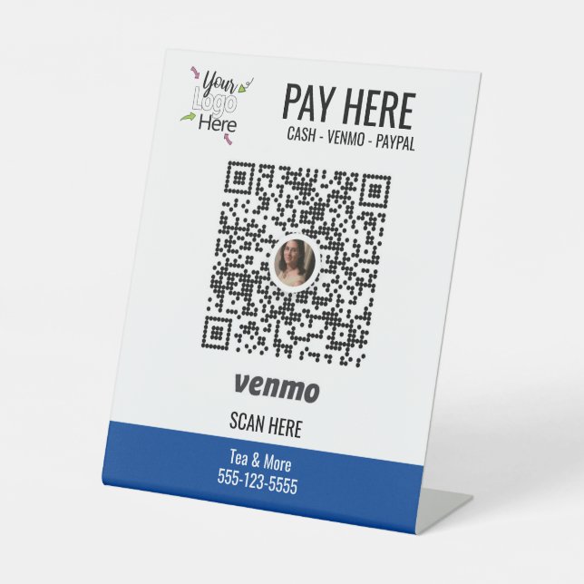 Logo hinzufügen | Venmo Pay Pedestal verwenden Sockelschild (Vorderseite)