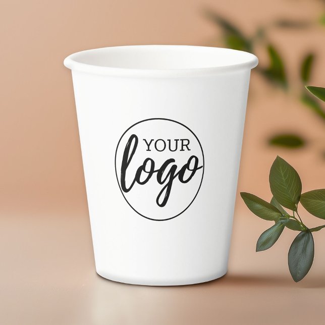 Logo hinzufügen - weißer Hintergrund im minimalen  Pappbecher (Custom Paper Cups for Business)