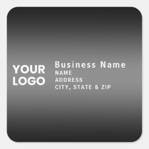 Logo hochladen Moderne grau-graue Rücksendeadres Quadratischer Aufkleber