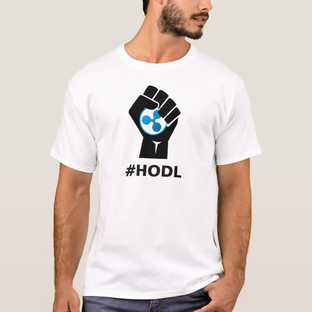 Logo HODL Kräuselungs-XRP: Schwarzes T-Shirt (Vorderseite)
