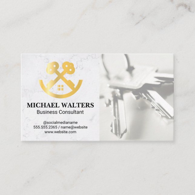 Logo "House Keys" | Real Anwesen Agent Visitenkarte (Vorderseite)